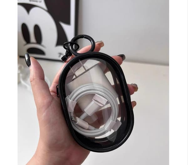 Bærbar datakabel og oplader organizer rejseetui Black Black