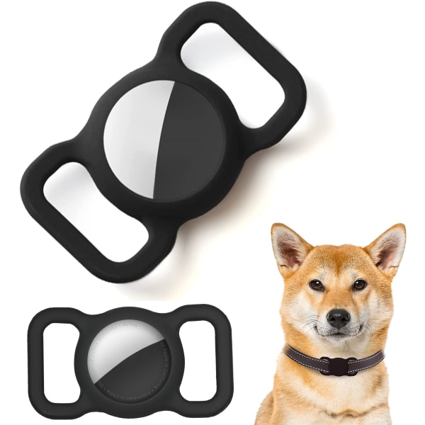 AirTag-kuori koiran kaulapantaan silikoni musta  2-pack