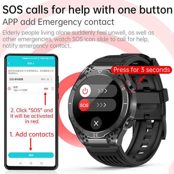 Smartwatch: EKG, Bluetooth-opkald og musik - Sølv
