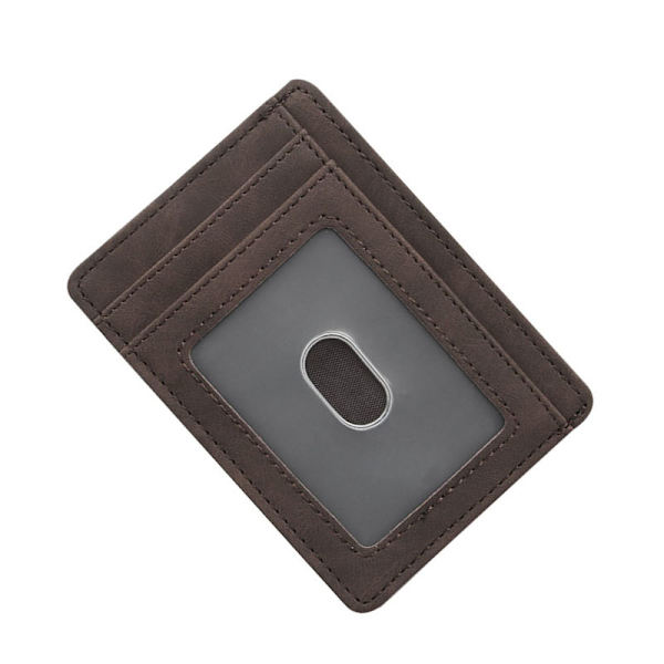 Smal bifold-plånbok, korthållare i PU-läder med myntficka kaffe