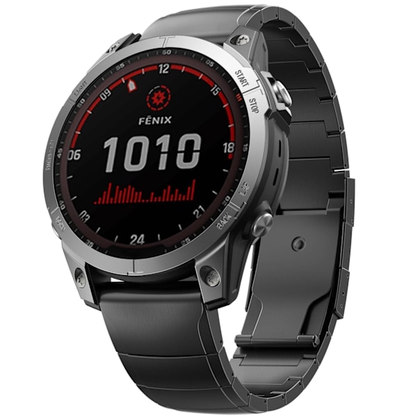 Hurtigudløser Titanium Urrem til Garmin Fenix 7X 6X Pro 5X Plus Sort 26 mm