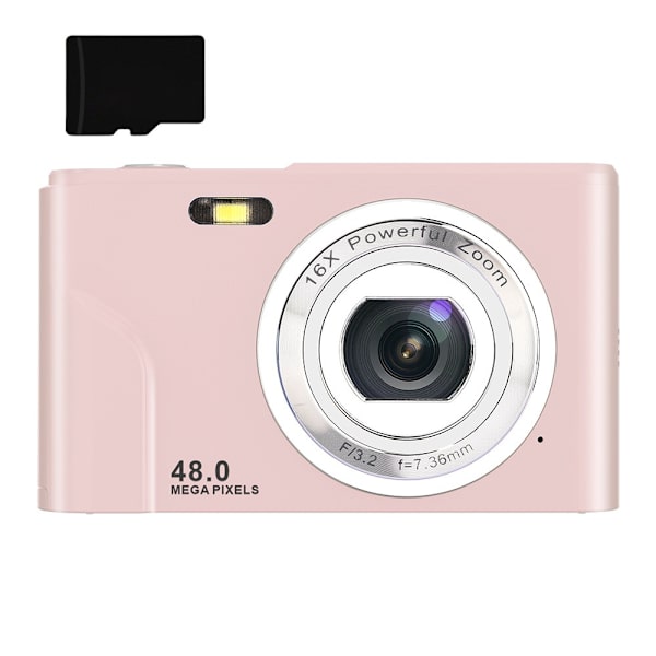 INF Digikamera 48 MP, HD 1080p ja 16x zoom kortilla Musta