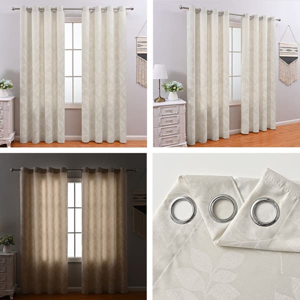 Elegant blad Jacquard mörkläggningsgardin för sovrum A