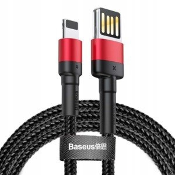 Baseus Cafule Dubbelsidig USB Lightning-kabel 2,4A 1m (svart+röd)