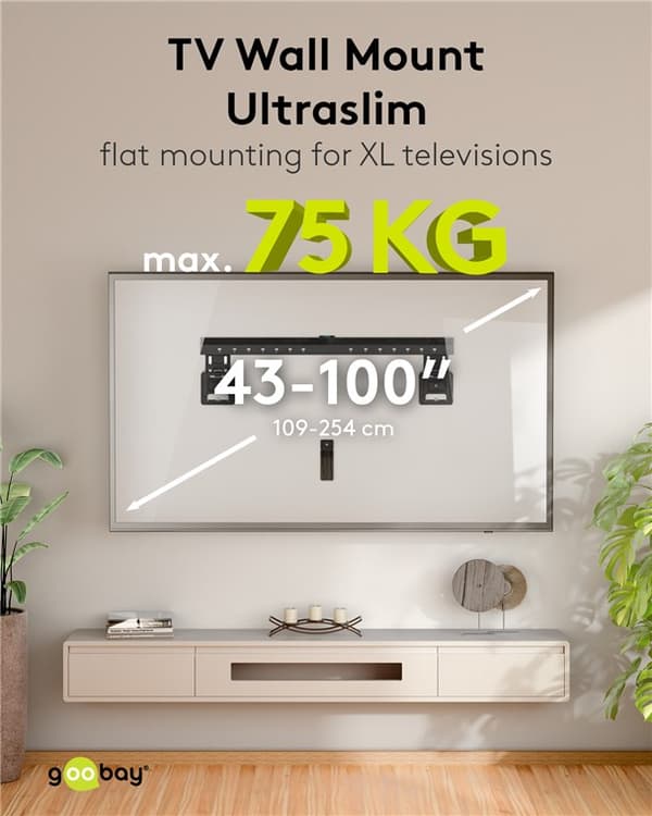 Ultraslim TV-väggfäste Basic FIXED (XL)
