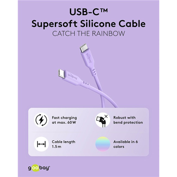 USB-C™-silikonekabel, 1,5 m, lila