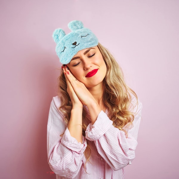 ögonmask sova / Sovmask i söt kanindesign Blå
