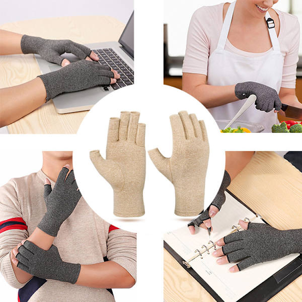 Fingerlösa Kompressionshandskar 1 par Beige M