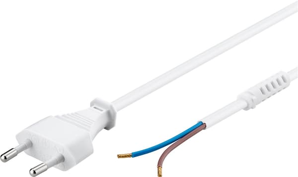 Kabel med euro-kontakt för montering, 1,5 m, vit