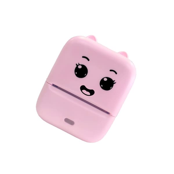 Mini Bluetooth-termoprinter til etiketter med USB, 203 dpi, klæberuller og papir, kompatibel med Apple og Android Pink Pink