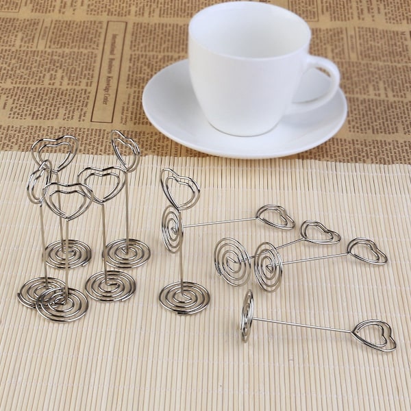 10 pakke hjerteformede papirclips Memo Holder Note Holder Sølv