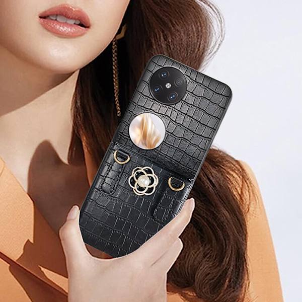 Crossbody skulderrem foldbar læderetui til Huawei Pocket 2 Sort