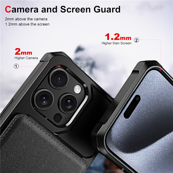 Elegant sort tegnebogsetui til iPhone 16 iPhone 16 Pro