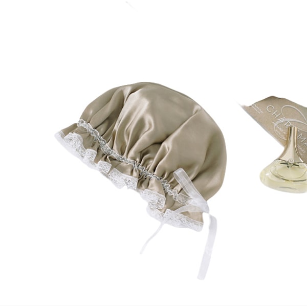 Luksus silkkiunihattu pitsireunuksella Beige