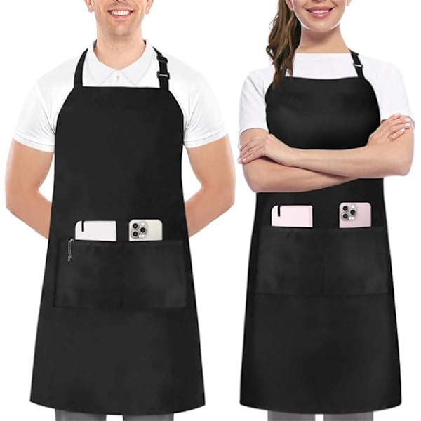 Ärmlös Förkläde i Polyester - Justerbar Nackrem Kök Förkläde Arbetsförkläde Black Black