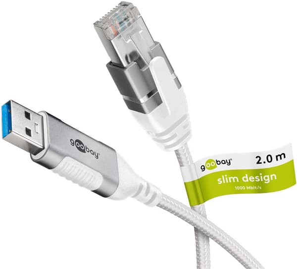 Ethernet-kaapeli USB-A 3.0 - RJ45, Slim, 2 m
