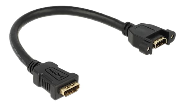 HDMI cable  panel mount 2xHDMI 19pin female 0.25m black