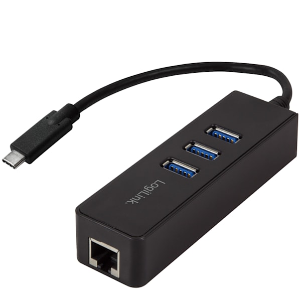 USB-C 3-Port Hub Gigabit RJ45 Svart