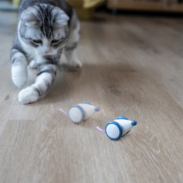 Wicked Mouse interaktiv kattelegetøjsmus Blå/Hvid