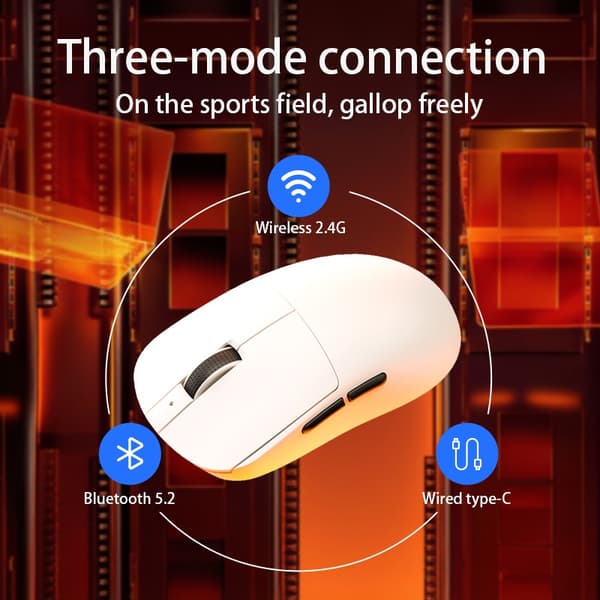 Multi-Mode Trådlös Mus: Högprecisions Optisk Sensor, Justerbar DPI, 2.4G/Bluetooth 5.2 Anslutning