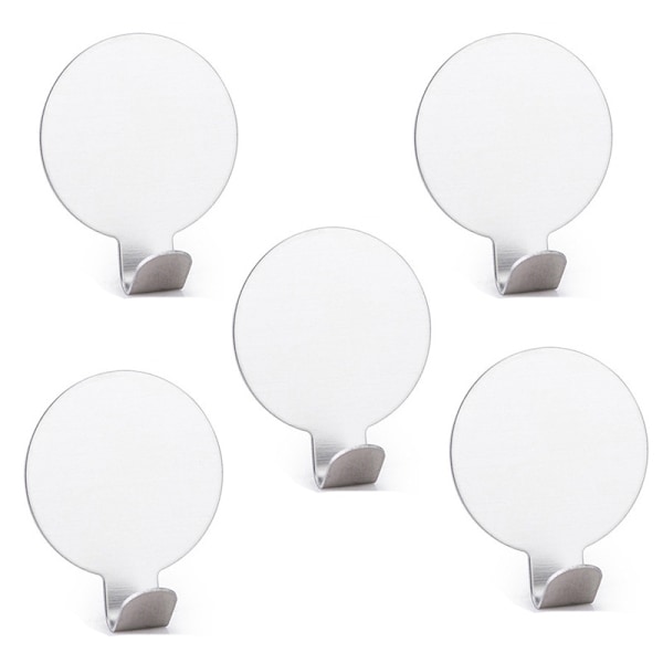 5-pack självhäftande krokar, runda väggkrokar Silver