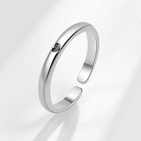 Justerbar ring - Hjertedesign Sølv