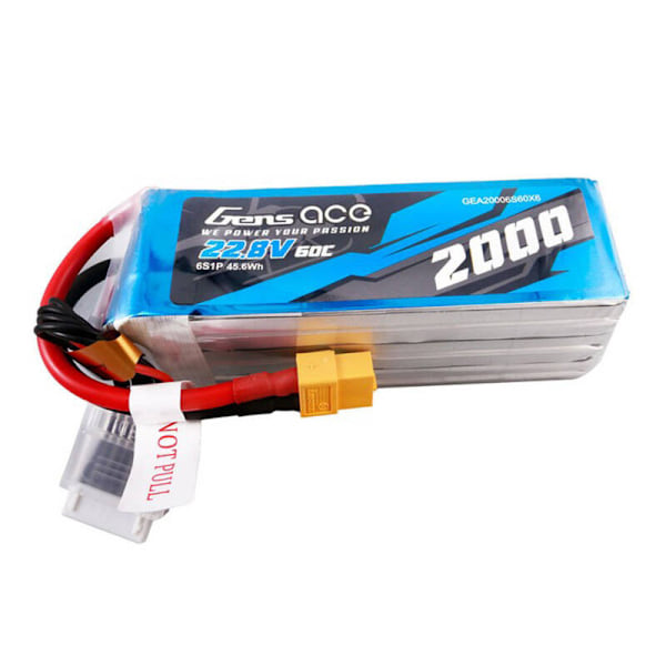 Gens ace 2000mAh 22,8V 60C 6S1P högspänningslipo-batteripaket med XT60-kontakt
