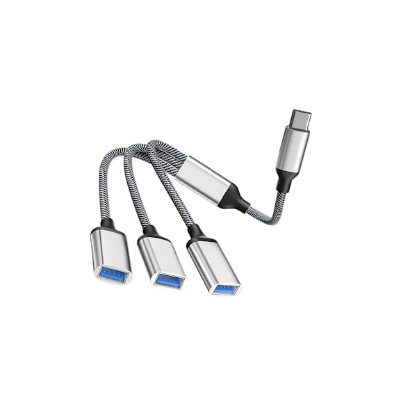 Typ-C till 3-portars USB-hubb splitteradapter Silver
