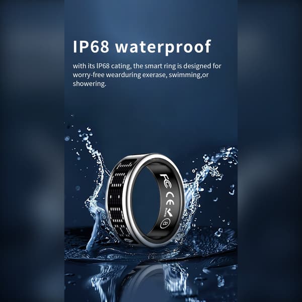 Smart Ring med Display och Laddningsfodral - Spåra Träning & Hälsa Silver 14 Silver 14