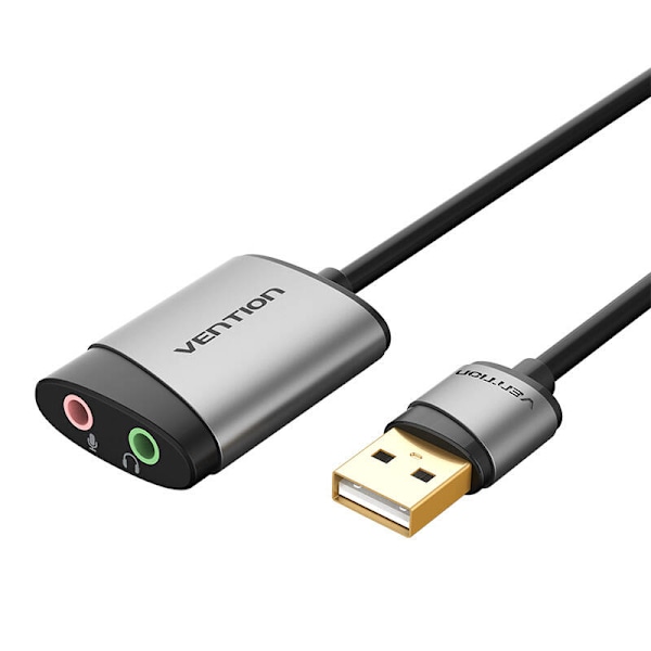 Extern USB-ljudkortsventil CDKHB, TRS 3,5 mm, 0,15 m (grå)