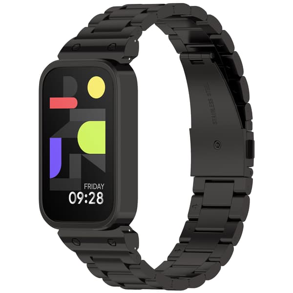 Urrem i rustfrit stål til Xiaomi Band 9 Active & Redmi Band 3 Black Black