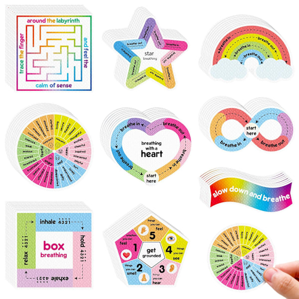 Rainbow Maze Grus Textur Lugnande Klistermärken - 9-pack