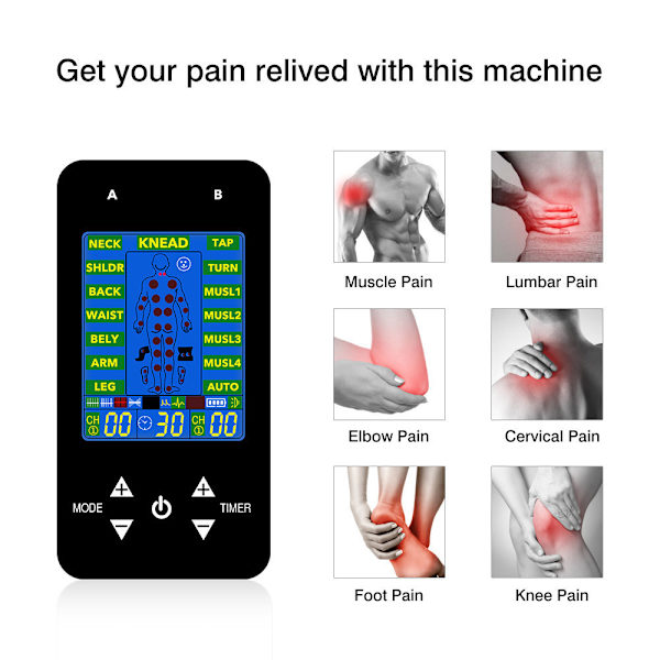 TENS maskine muskelstimulator 15 massagetilstande Sort