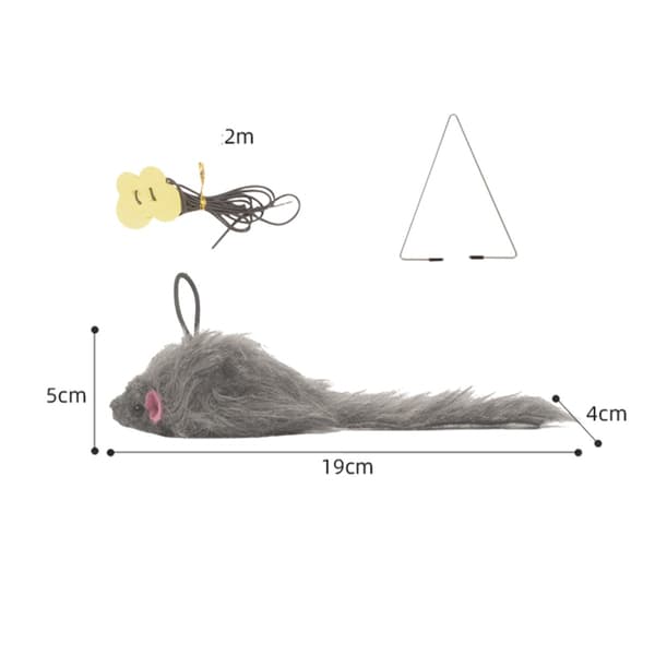 Door-Hanging Plush Mouse Cat Toy Pack of 5 - Triangular Clip Swinging Elastic Teaser for Interactive Play