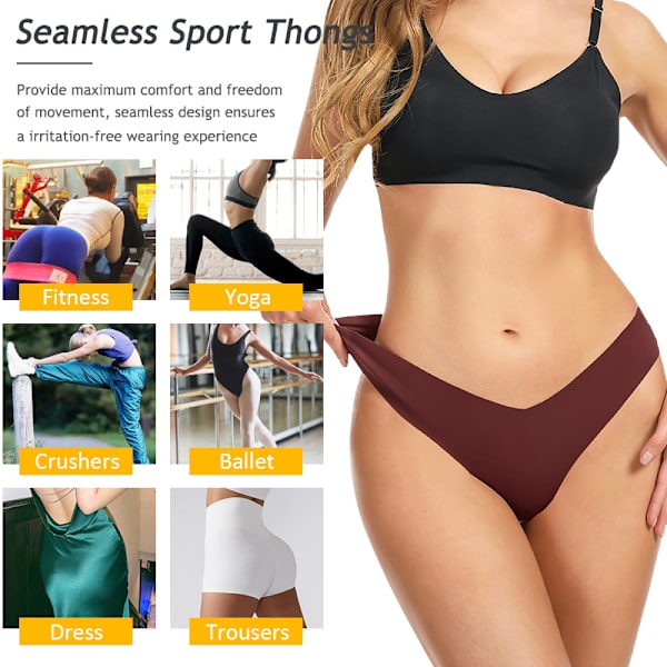 6-Pack Dame Sømløs Åndbar Usynlig Hipster Thong XS