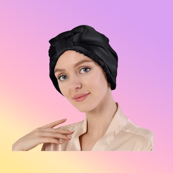 Sömnmössa i 100 % siden för hårvård Black Black