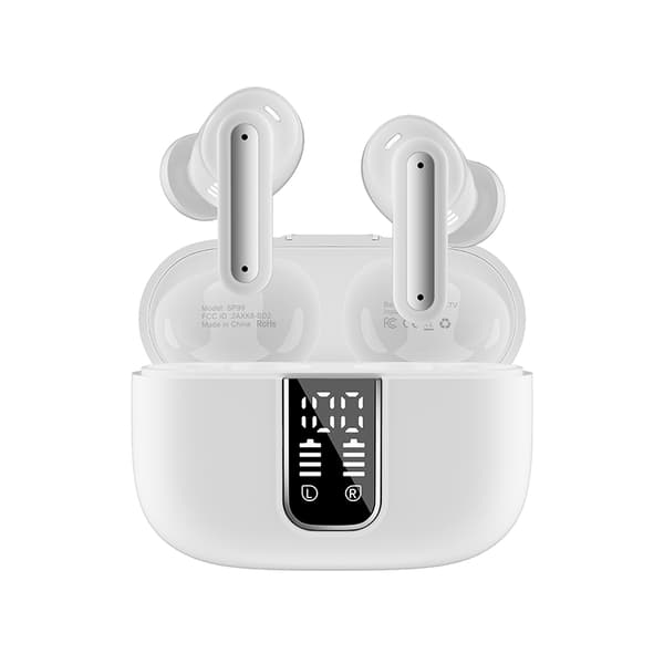SP99 Hvide Bluetooth-øretelefoner: Støjreduktion & Lang levetid White White