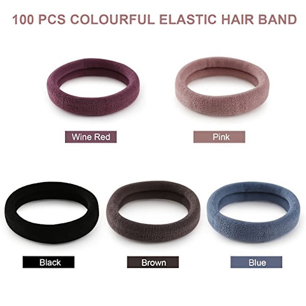100 st Hårband med hög elasticitet, nylonhårband för kvinnor och flickor Flerfärgad