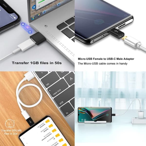 4-pack USB-C Adapter Set: USB 3.0 & Micro USB Adaptrar för Förbättrad Kompatibilitet