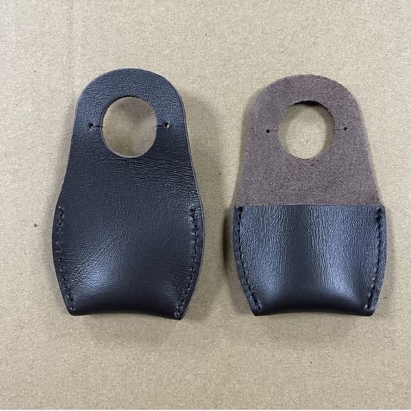 Artisan Carved Thumb First Layer Leather Finger Guard Black Black