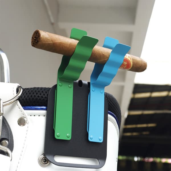 Jern-cigarholder til golfvogn med magnet og burrebånd Black Black