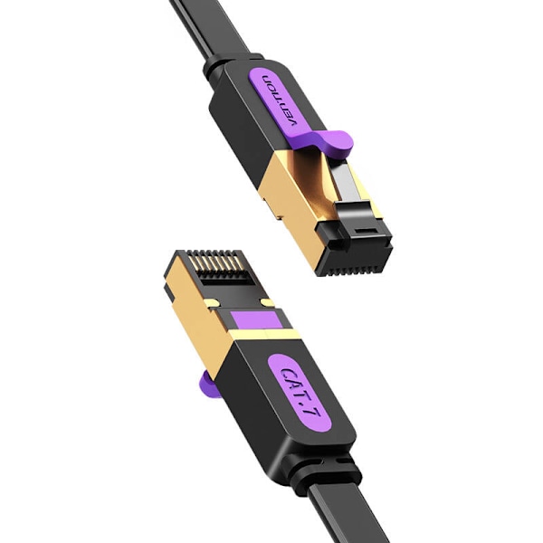 Litteä verkkokaapeli UTP CAT7 Vention ICABH RJ45 Ethernet 10Gbps 2m musta