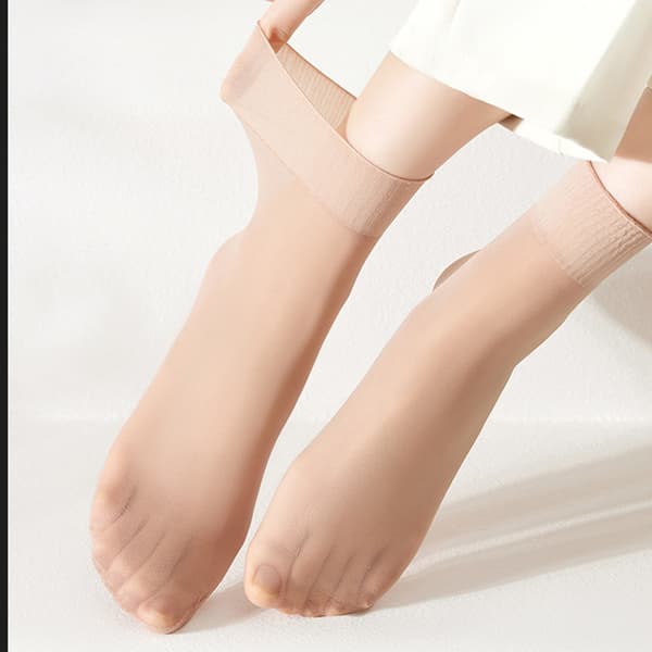 10 par Dam Transparenta Ankelsockor med Spets Dark beige Dark beige