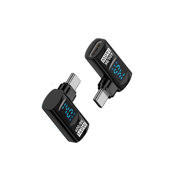 140W USB-C Hun til USB-C Han Digital Adapter - Sort Sidebøjet (2 stk)
