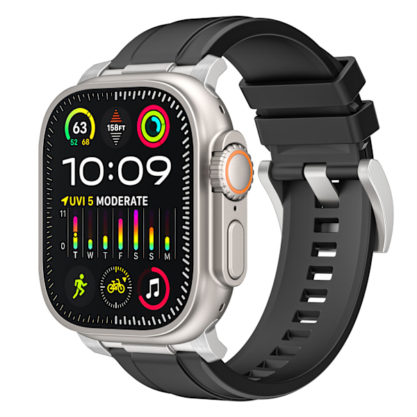 Orange silikone urrem til Apple Watch (sølvstik) Sort