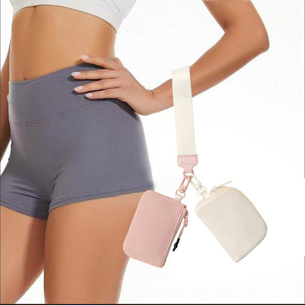Ny bærbar håndleds møntpung Off white+Pink