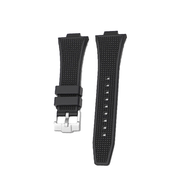 Klockarmband i Silikon för Tissot PRX Series Silverspänne Svart