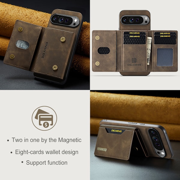 Tri-Fold Pung-Etui til Huawei Huawei P50 Pro kaffe