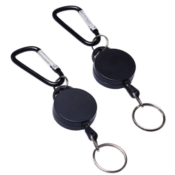 2-pack utdragbar jojo-nyckelring med karbinhake Svart