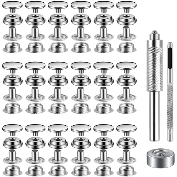 15 mm Snäpplåssats - Verktygssats med Snäppknappar Silver